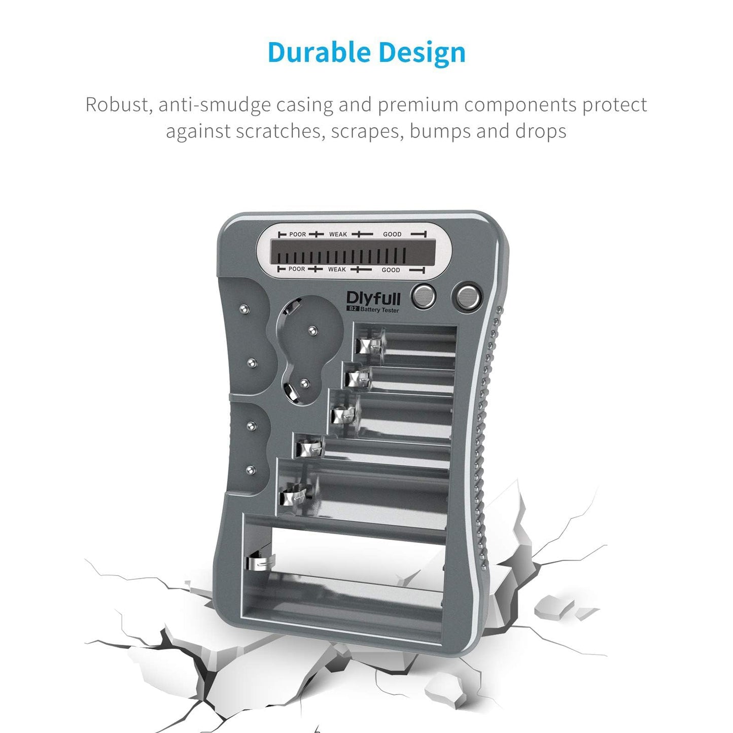 Dlyfull Universal Battery Tester with LCD Display, Multi Purpose Small Battery Checker for AA AAA C D 9V CR2032 CR123A CR2 CRV3 2CR5 CRP2 1.5V/3V Button Cell Batteries