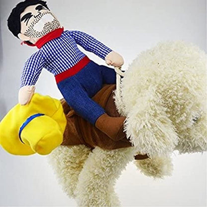 Halloween Cowboy Dog Cat Costume Clothes Novelty Funny Pets Party Cosplay Apparel Dog Riders Clothing (L(Chest:19.68"-27.55"))