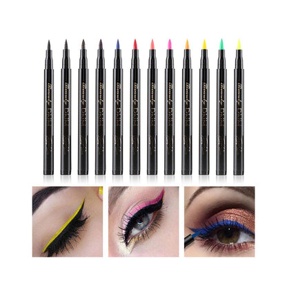 DNM Cat Eye Makeup Waterproof Neon Colorful Liquid Eyeliner Pen Make Up Comestics Long-lasting Black Eye Liner Pencil Makeup Tools (green)
