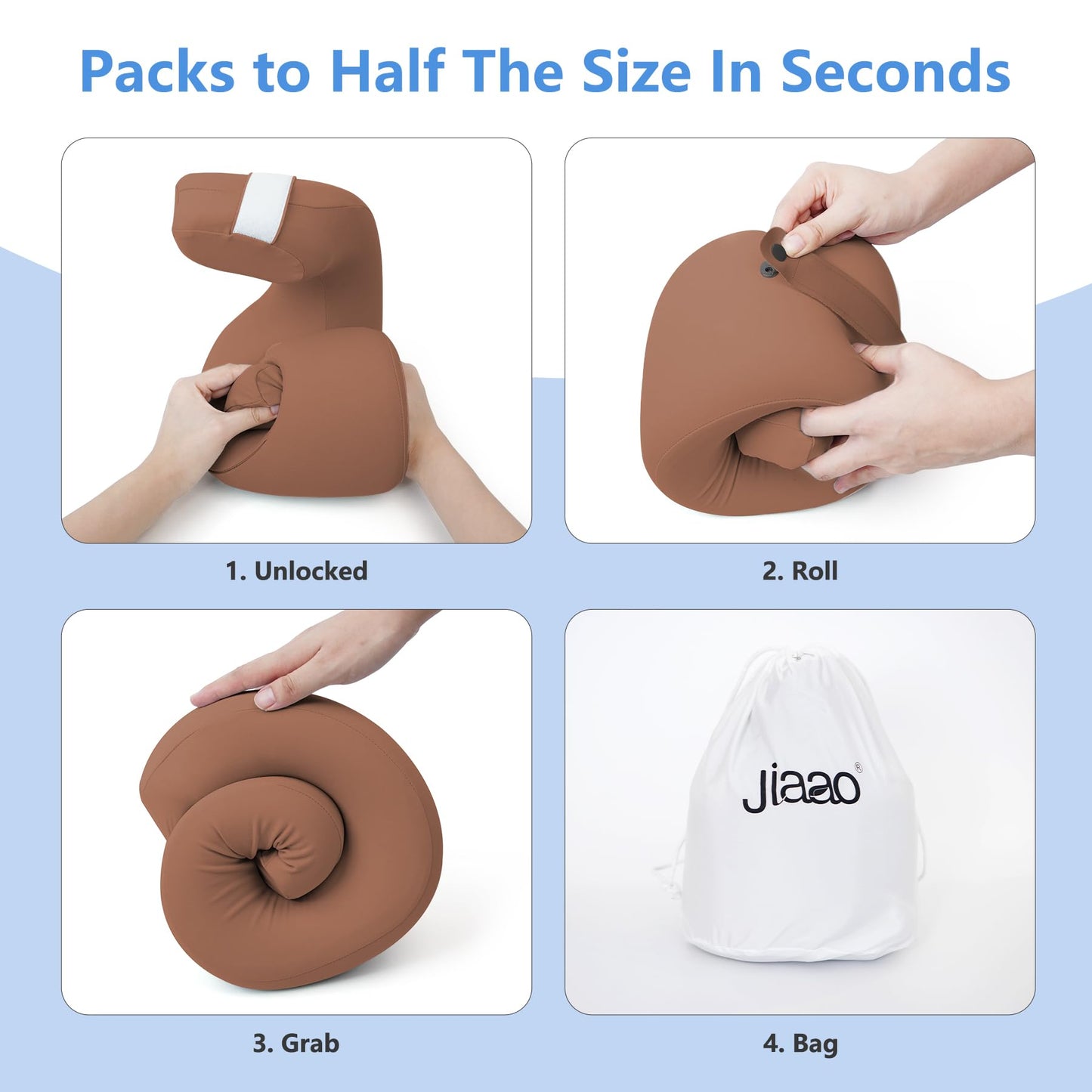 jiaao Travel Neck Pillow, Advanced Neck Support for International Flights, 3D Eye Masks, Ear Plugs and Storage Bag, Memory Foam U-Shaped Pillow for Travel, Sleep Rest, Trains, Road Trips