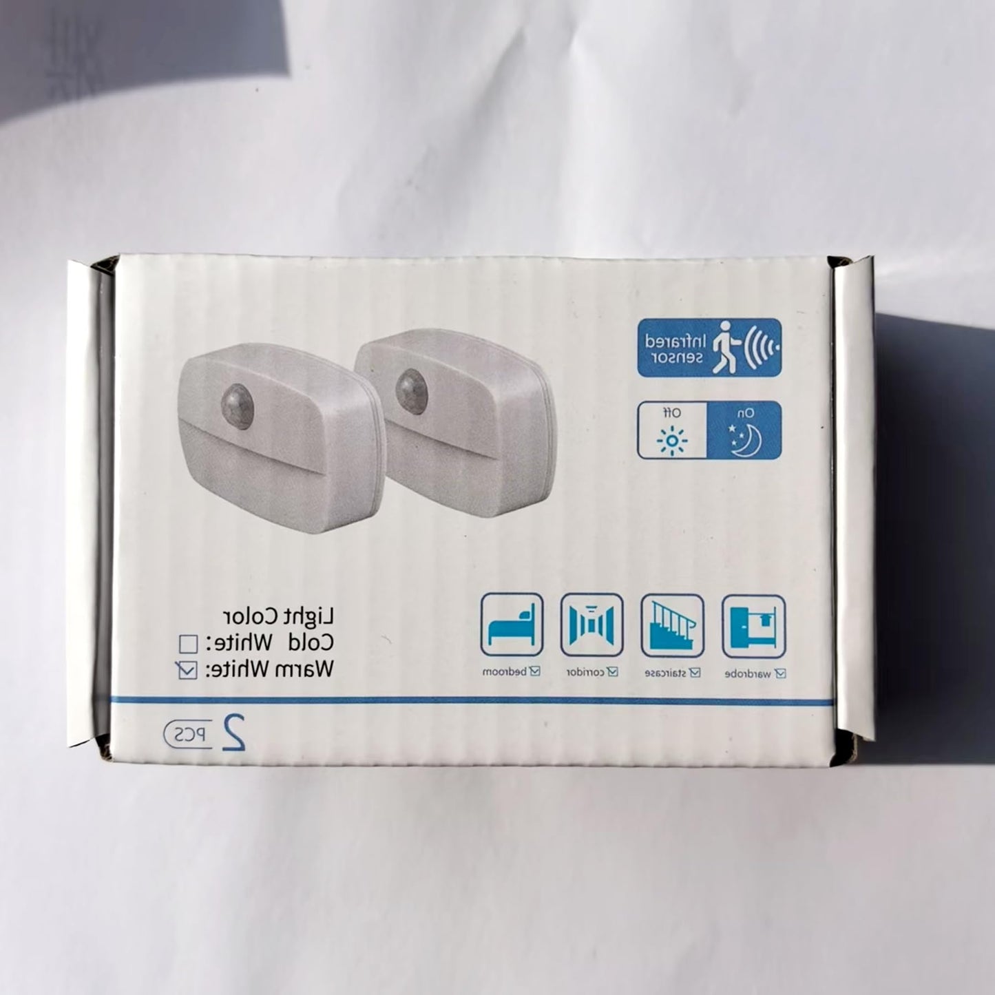 LED Night Light with Motion Sensor, AmmToo Motion Light with Battery, Indoor Night Light, Cabinet Lighting, Auto On/Off Light Sensor Light for Hallway, Stairs, Bathroom, Bedroom (Pack of 2)