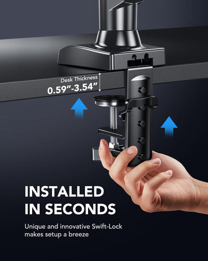 HUANUO Single Monitor Mount, 13 to 32 Inch Gas Monitor Arm, Adjustable Stand, Vesa Mount with Clamp and Grommet Base - Fits 4.4 to 19.8lbs LCD Computer Monitors