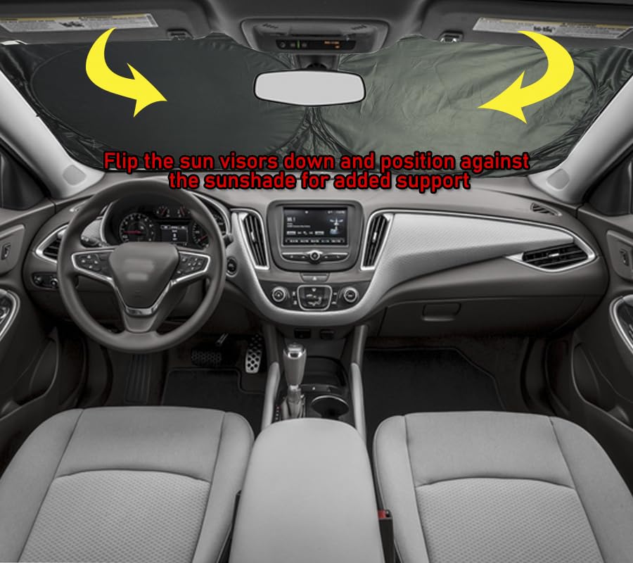 Gven- The Original Patented Car Eyes Windshield Sun Shade 2025 Windshield Cover Automotive Interior Sun Protection Front Windshield Sun Visor Protector Blocks UV Rays Keep Your Vehicle Cool (Black, S)