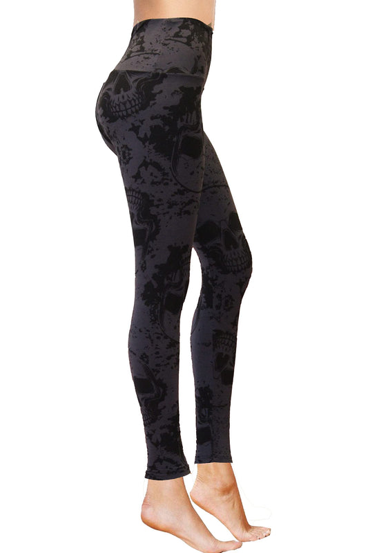 COMFY FOREVER Black Skulls Regular Plus Size Leggings Full Length Brushed Printed Leggings for Women