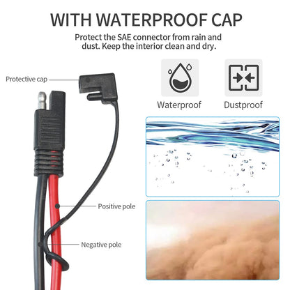 ELFCULB 10AWG SAE to Alligator Clips,Battery Alligator Clip to SAE Connector Extension Cable,2Pin Quick Disconnect Battery Clamp Cable for Motorcycle Car,with 5 Fuse(10FT)