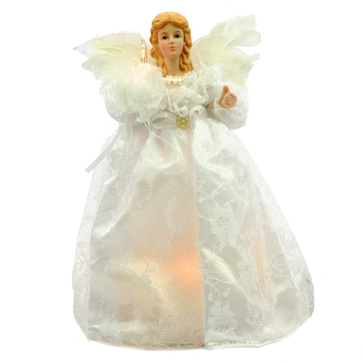 Kurt Adler 10-Light 9-Inch White Angel Treetop