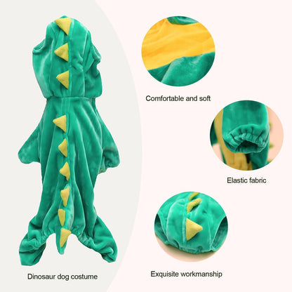 Hotumn Dinosaur Dog Halloween Costume Pet Dino Hoodie for Medium Dogs (X-Large, Green)