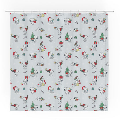Franco Peanuts Holiday Christmas Bath Microfiber Shower Curtain, 72x72, (Officially Licensed Product)