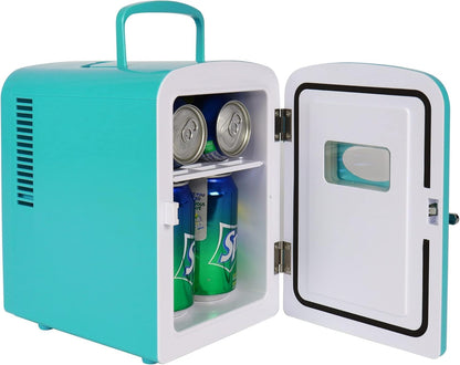 Koolatron Mini Fridge - Refrigerator for Bedroom Office, Portable Table Top Beverage Cooler, 12V 110V Refrigerador For Drinks, Soda, Wine, Breast Milk, Use In Car, Dorm, Outdoor, Patio, 8 Can