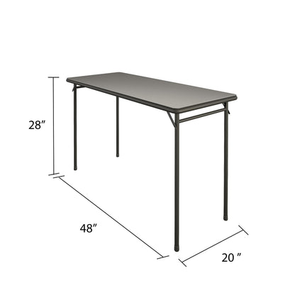 COSCO 20" x 48" Vinyl Top Folding Table, Black