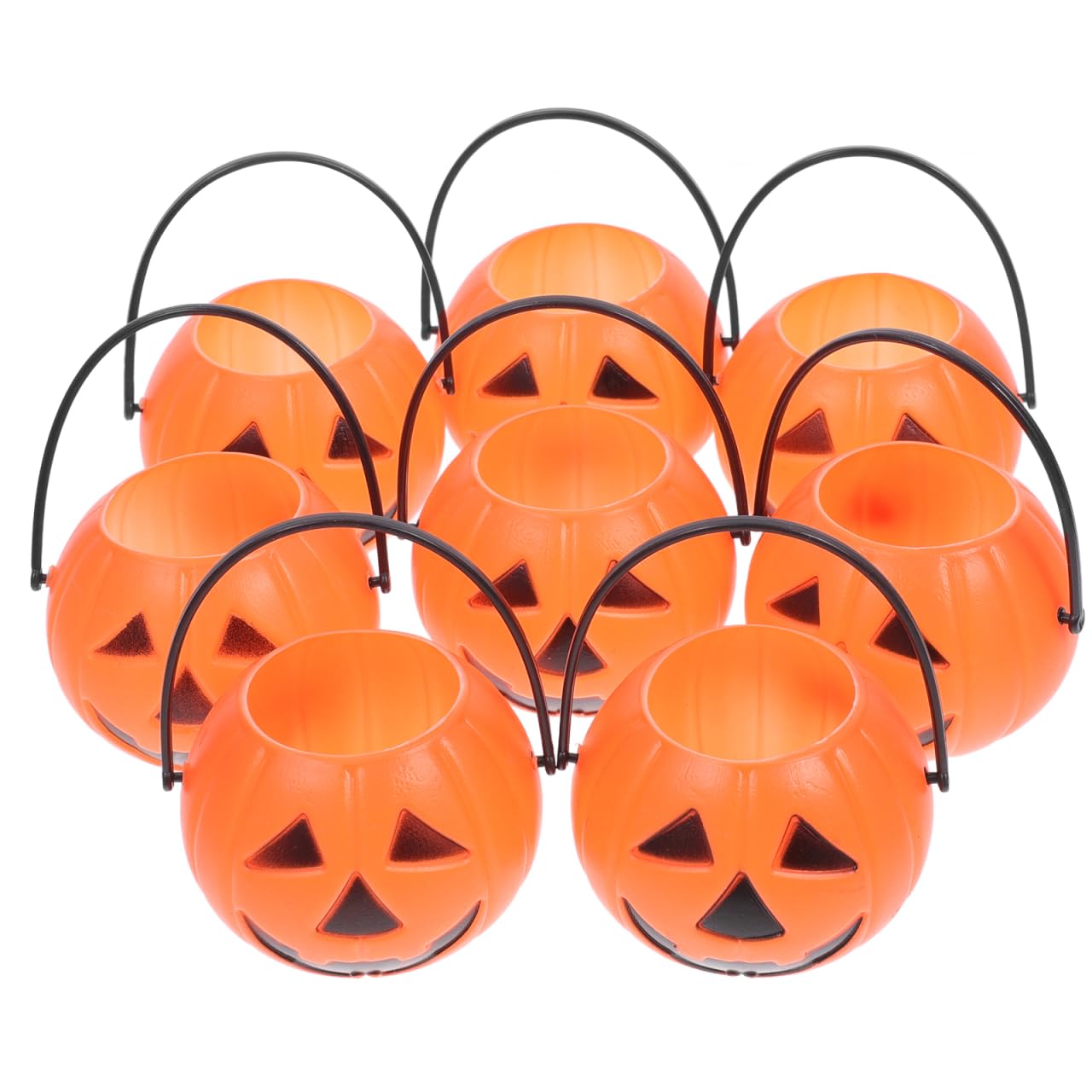 Kisangel 8pcs Pumpkin Bucket Plastic Buckets with Handles Candy Buckets for Kids Trick or Treat(3.14X2.36X1.77inch)