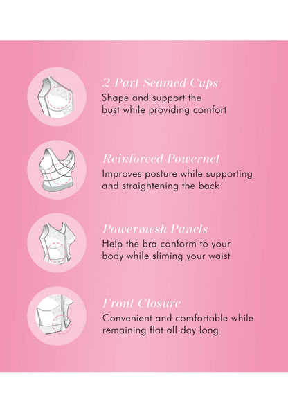 Exquisite Form womens Fully Front Close Longline Lace Posture Bra, Black, 38B US