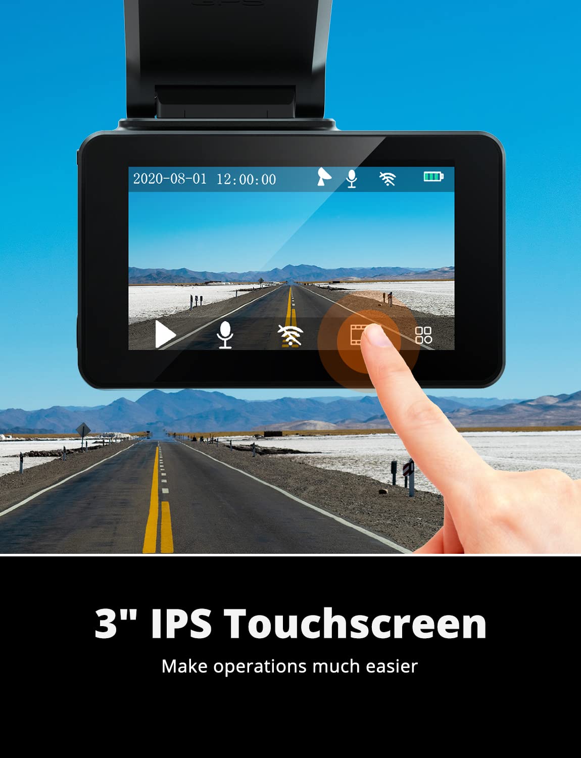 Kingslim D4 Dual Dash Cam with Built-in WiFi GPS, Front 4K/2.5K Rear 1080P for Cars , 3" IPS Touchscreen 170° FOV Dashboard Camera with Sony Starvis Sensor, Support 256GB Max