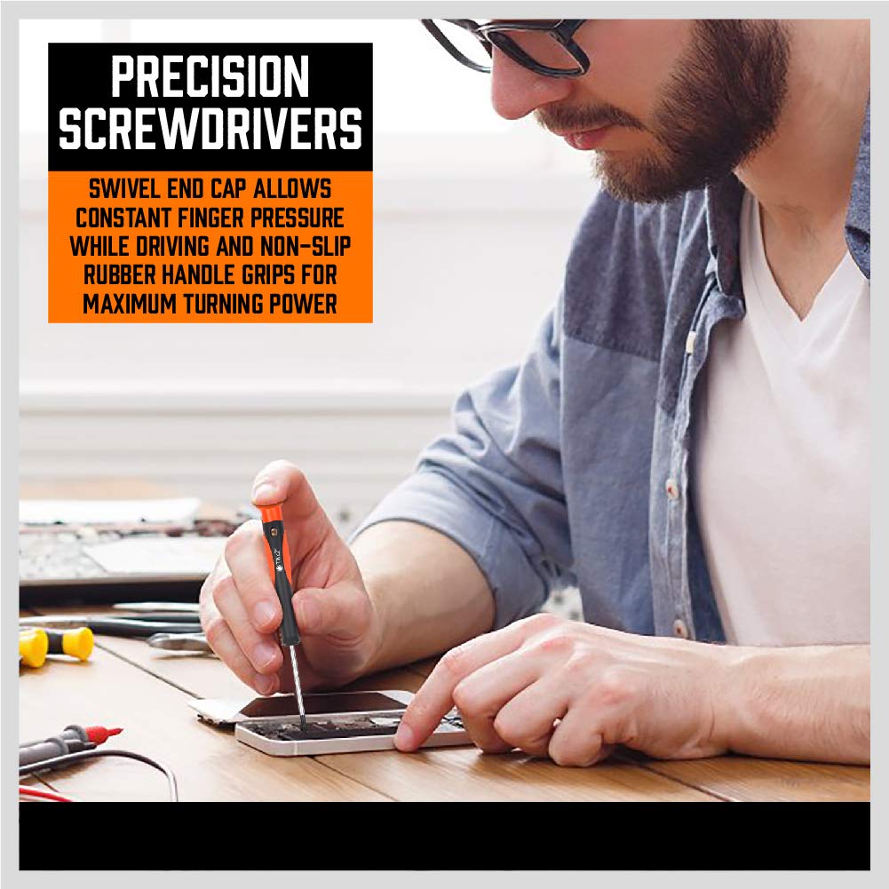 124-Piece Magnetic Screwdriver Set with Plastic Racking, Precision Screwdrivers, Magnetizer, Demagnetizer, Allen Keys, Nut Drivers, Ratchet Handles, Sockets & More - DIY Tools for Men, Tools Gift