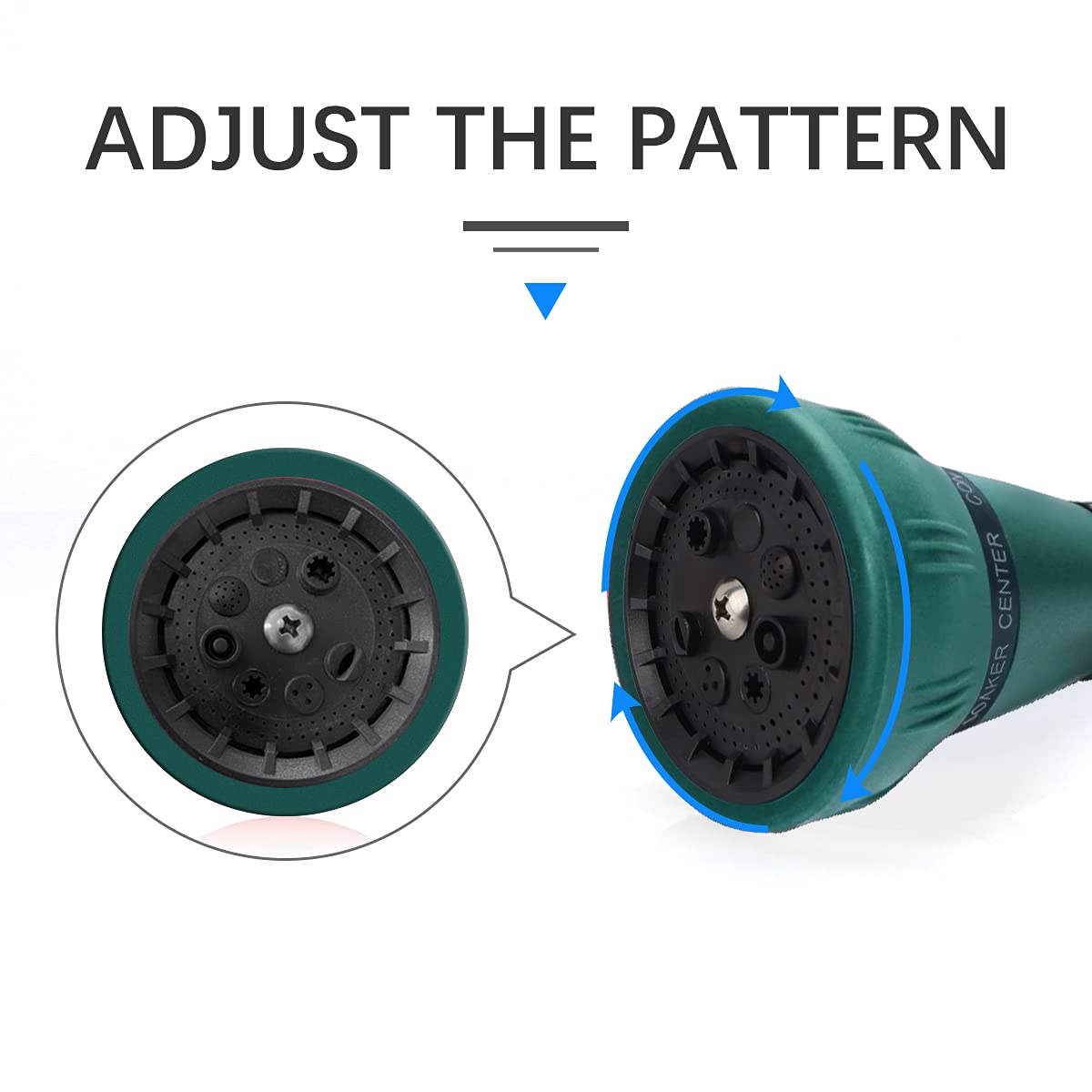 Cytheria Watering Wand,15 in Garden Hose Nozzle Sprayerwith 8 Adjustable Watering Patterns Rain Wand and Thumb Control Shut Off Valve for Car Washing,Watering Seedling Beds,Flowers,Lawn (Green)