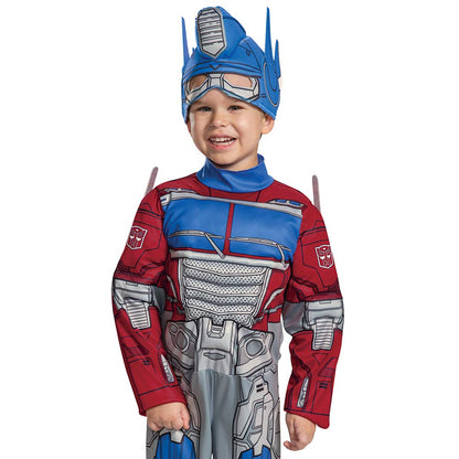 Disguise Optimus Prime Costume, Toddlers Muscle Transformer Costumes for Boys, Padded Character Jumpsuit, Toddler Size Medium (3T-4T) Blue & Red