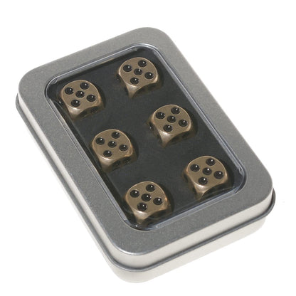 6 Sided Metal Brass Dice with Black Pips, Tables Board Game Dice, 6pcs Solid Gift Brass Dice, Tabletop Games Set for Poker Party Playing Games