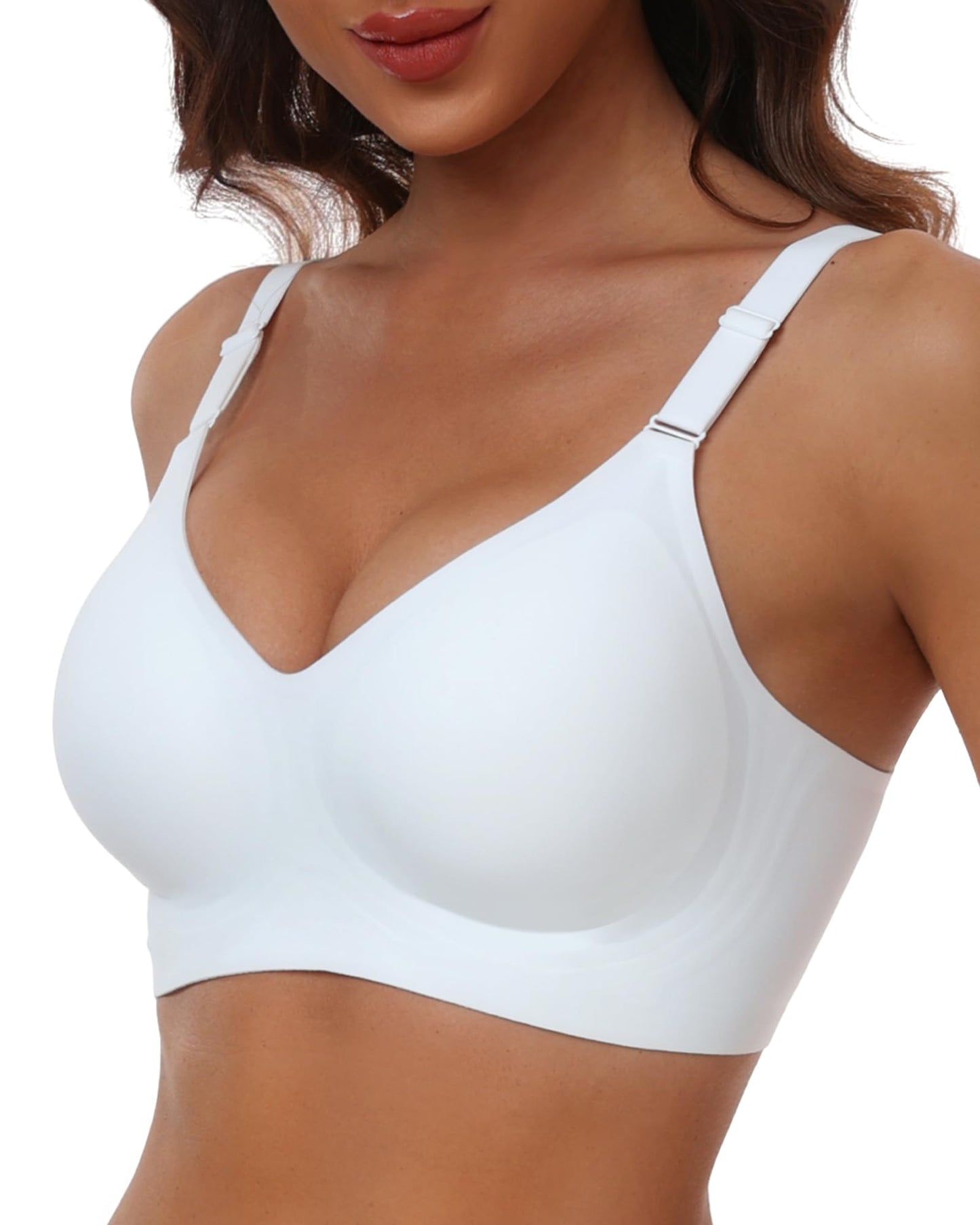 HORISUN Comfortable Bras for Women Supportive Wireless Bra Full Coverage(White S)