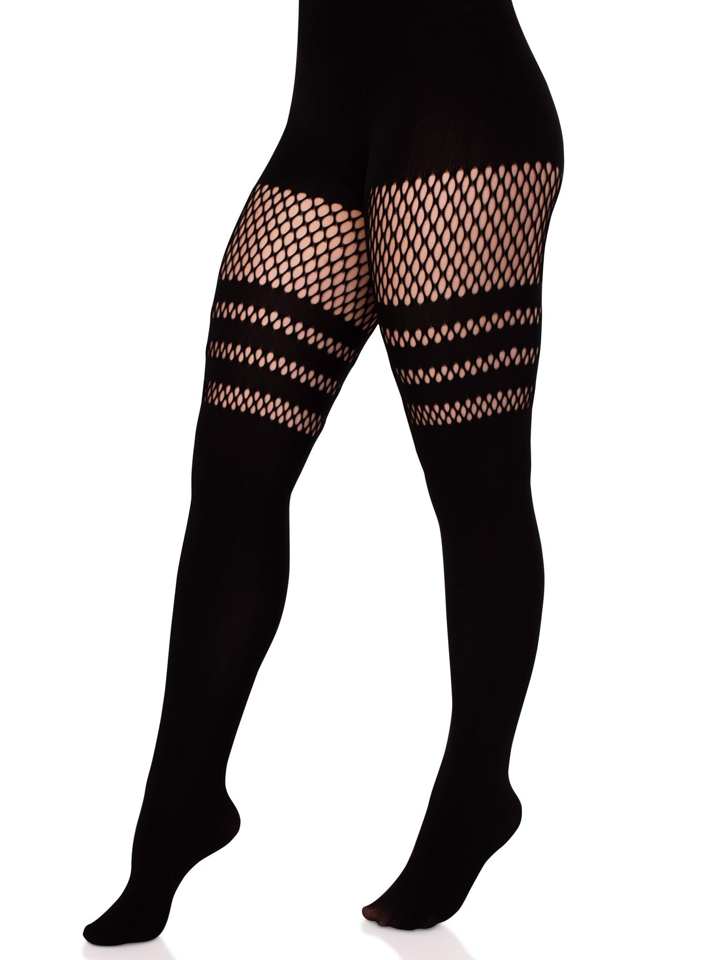Leg-Avenue Women's-Striped Fishnet, Black, One Size