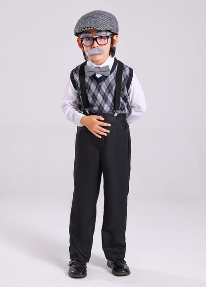 100 Days of School Old Man Costume for Boys Grandpa Old Person Sweater Vest old lady costume for Kids