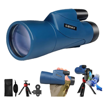 Gosky Monoculars Telescope, 12x55 HD Monocular for Adult with BAK4 Prism & FMC Lens, Lightweight Monocular with Smartphone Adapter Suitable for Bird Watching Hunting (Blue)