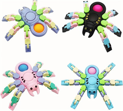 Fidget Toys for Kids and Adults,4 Pcs Transformable Fidget Spinners for Boys Girls, Pop Sensory Fidget Spider Toys, Birthdays Gifts Party Favors for Autism Kids Travel Stocking Stuffers