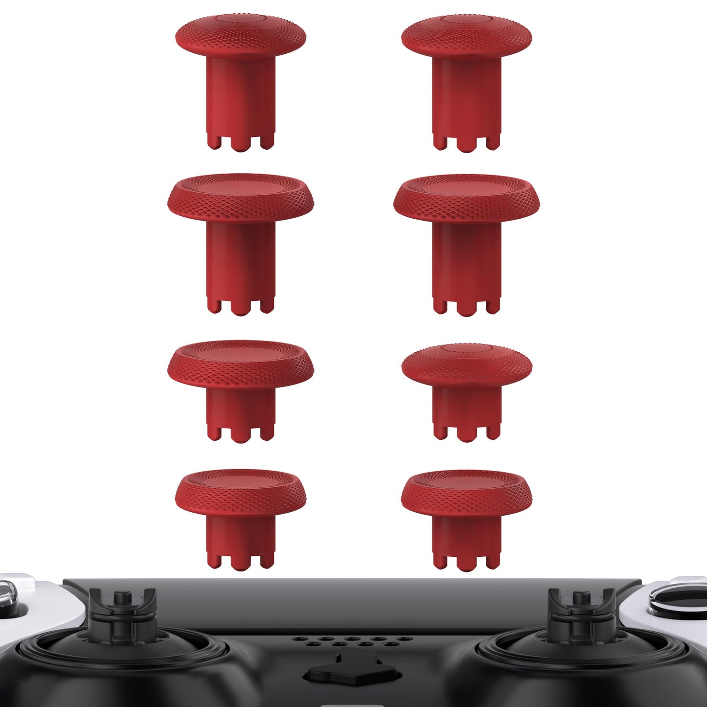 eXtremeRate ThumbsGear Interchangeable Thumbsticks for PS5 Edge Controller, Replacement Carmine Red Analog Thumb Sticks Caps for PS5 Edge Controller - 4 Heights 3 Surfaces Grips - NO Thumbstick Base