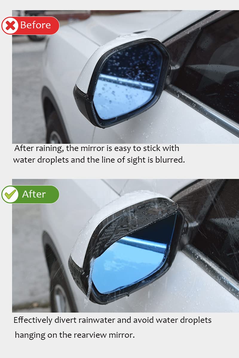 Pincuttee Mirror Rain Visor Eyebrow, Side Mirror Rain Guards, Covers for Car Uniservial Fit 2 Pack