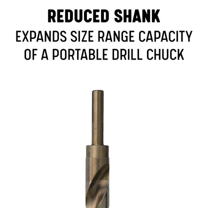 Drill America - DWDCO1-1/8 1-1/8" Reduced Shank Cobalt Drill Bit with 1/2" Shank, DWDCO Series