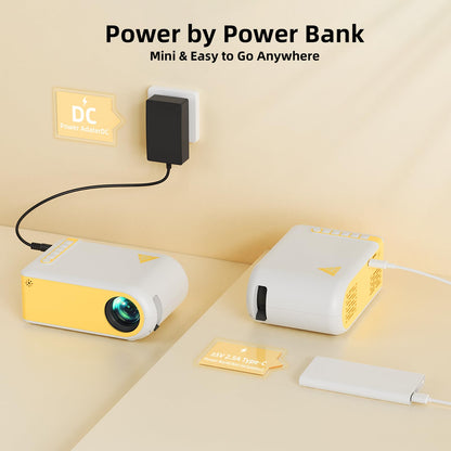 KSAN Mini Projector, Projector with WiFi and Bluetooth, Portable Movie Projector for Outdoor use, Built-in Speaker, 1080P Support Small Bedroom Video Projectors Compatible with Phone /TV Stick /PC