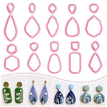 Keoker Clay Cutters, Organic Polymer Clay Cutters for Earrings Making, 20 Shapes Floral Polymer Clay Cutters, Studs Clay Cutters for Polymer Clay Jewelry (A+B)