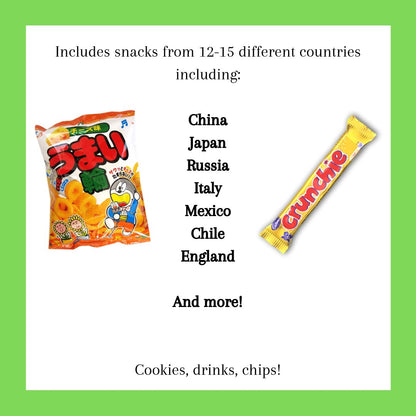Elite World Snack Sampler Box - 30+ Foreign snacks and global candies - Huge Assortment of Asian Snacks, European Treats, Central American Candy and more - Gift Care Package
