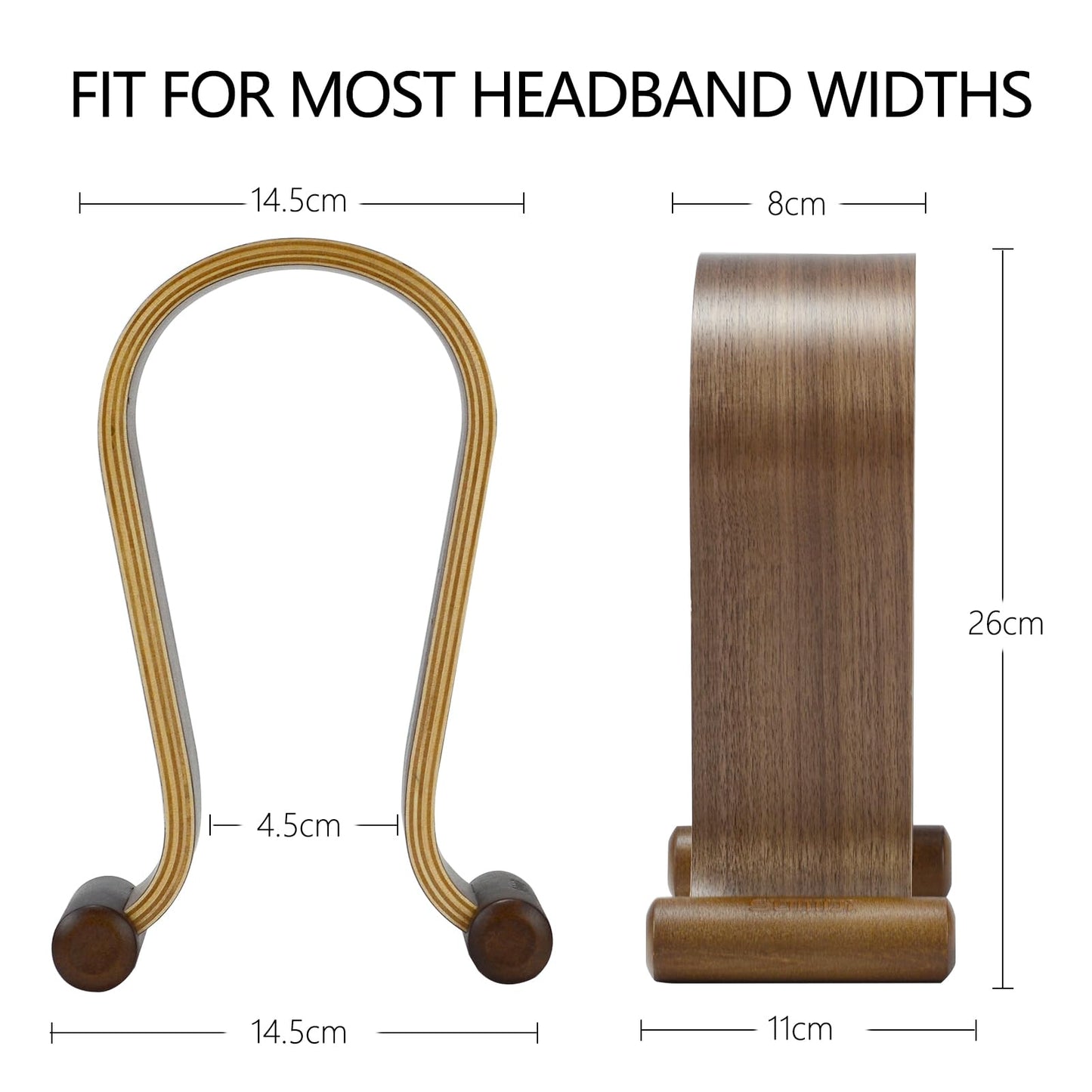 SAMDI Wood Headphone Stand, Headphones Hanger Holder Mount Omega Compatible for Sony, Bose, Shure, Jabra, JBL, AKG Gaming Headphones Display et. (Walnut)