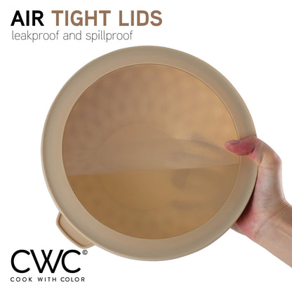 COOK WITH COLOR Mixing Bowls with Lids - 12 Piece Plastic Nesting Bowls Set includes 6 Prep Bowls and 6 Lids, Diamond Design - Microwave Safe