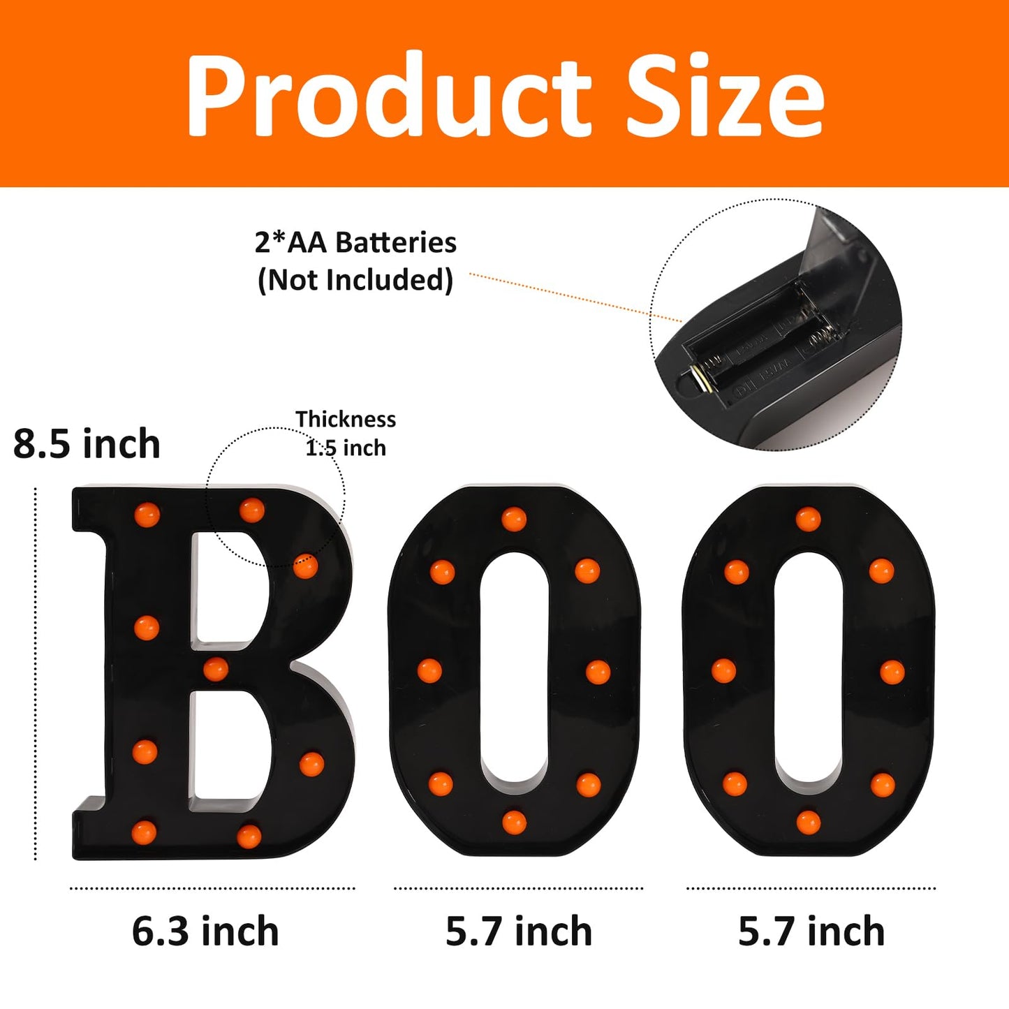 Halloween Decorations-3 LED Marquee Light up Letters "BOO" Sign Halloween Decor for Kitchen Tabletop Fireplace Mantel Party Indoor