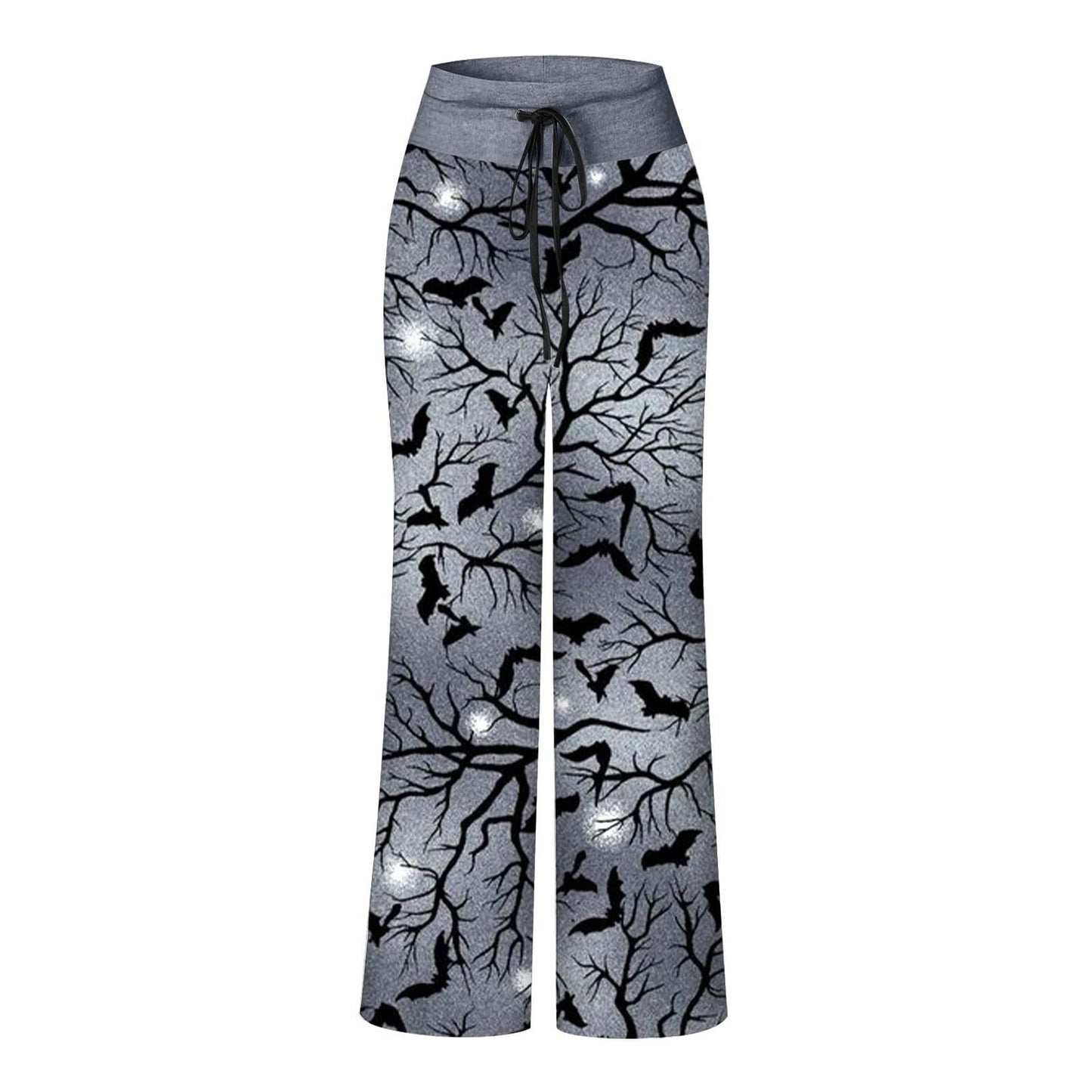 Halloween Pjs Pants,Halloween Pajama Women Pj Pants Fall Pumpkin Skull Ghost Print Loose Fit Elastic Waist Drawstring Wide Leg Trouser Pant Jammies Pjs Outfits,M