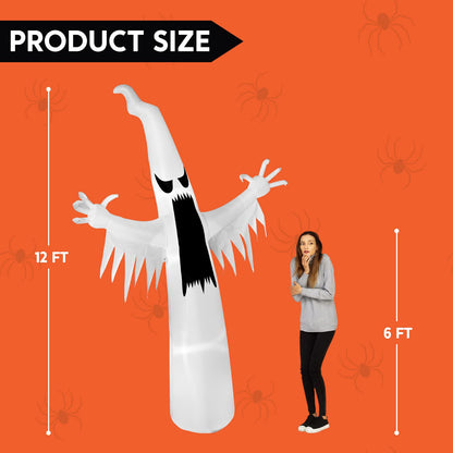 Joiedomi 12 FT Halloween Inflatables Outdoor Decorations, Scary Ghost Halloween Decor, Inflatable Ghost Blow Ups for Yard with LEDs for Outside Yard Decorations