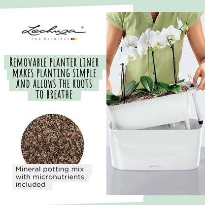 Lechuza Delta 10 Self Watering Plant Pot, White High Gloss, 30 cm