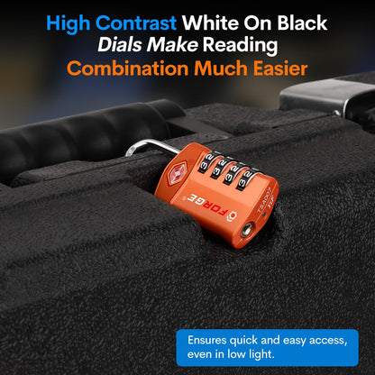 Forge 4-Digit Combination Lock, TSA Approved Locks for Luggage, Travel, Gym, School, Suitcase, Backpack, Pelican case, Easy Read dials, zinc Alloy Body.