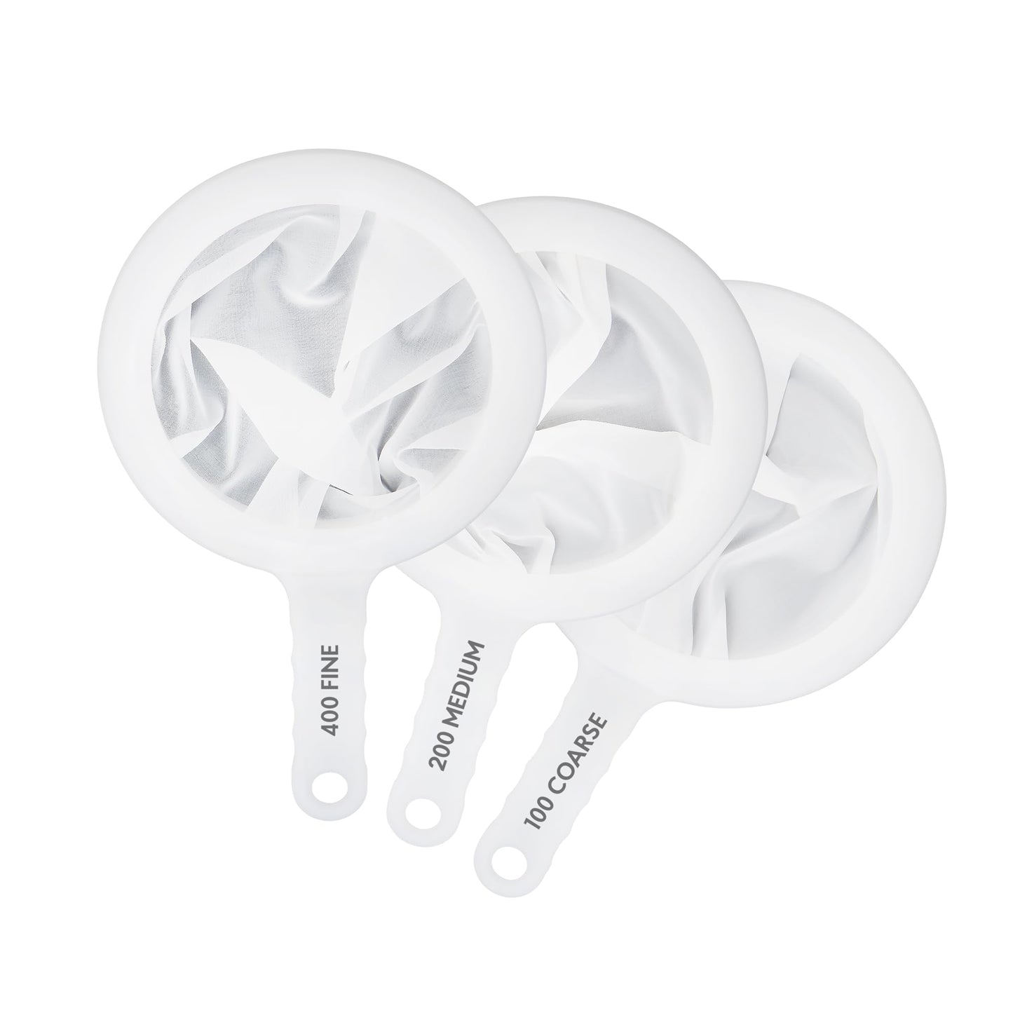 HIC Kitchen Double-Ear Fine Mesh Strainers, BPA Free, Set of 4 Sizes Includes 3, 4, 5.5, and 7-Inch Diameter