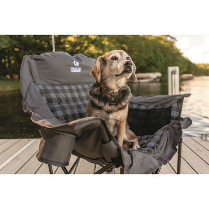Guide Gear Oversized Extra Large Padded Camping Chair, Portable, Folding, Large Camp Lounge Beach Chairs for Outdoor, Adults, Men and Women, Heavy-Duty 400 Pound Capacity, with Cup Holder Gray Plaid