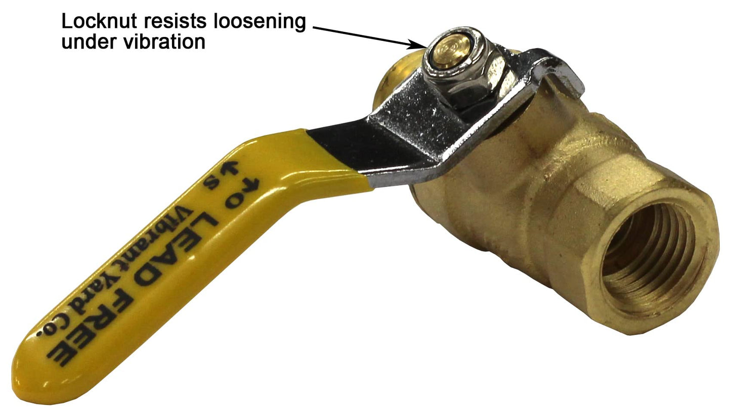 Lead-Free Forged Brass Air Compressor In-Line Ball Shut Off Valve, Quarter Turn, 1/4" Male NPT (MNPT) X 1/4" Female NPT (FNPT) Qty: 1