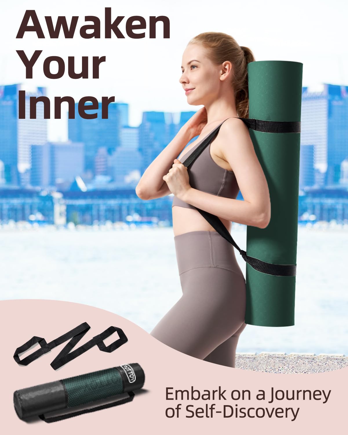 YOTTOY Yoga Mat, 72"x 32"x1/3" Extra Wide Non-Slip Exercise Fitness Yoga Mats,Eco-Friendly TPE Exercise Mats for Women Men Home Workout with Strap Bag (Modern, 72x32x1/3)