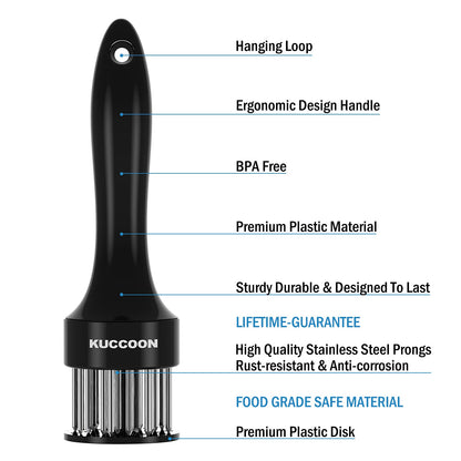 KUCCOON Meat Tenderizer Tool Stainless Steel Needle Ultra Sharp 24 Blades Tenderizer Tool for Tenderizing Beef Chicken Steak Veal Pork