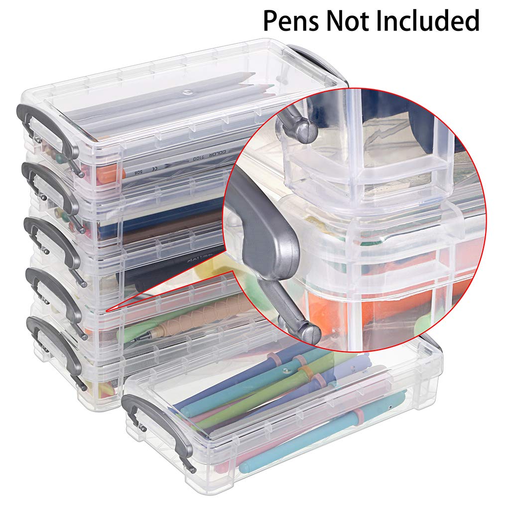 BTSKY Large Capacity Pencil Box, Office Supplies Storage Organizer Box, Brush Painting Pencils Storage Box Watercolor Pen Container Drawing Tools(6 Pack Clear)