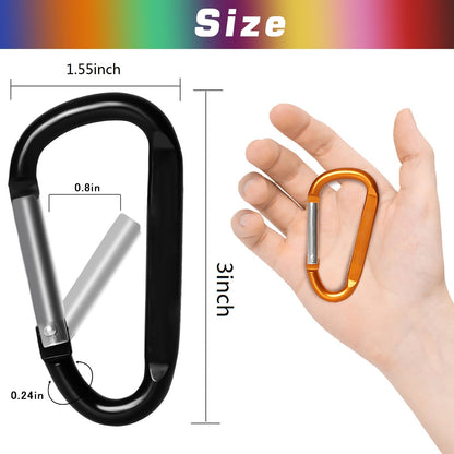12PCS Carabiner Keychain Clip - 3" Aluminum Caribeener Key Clip,D Ring Shape Nonlocking Carabeaner Hook Buckle,Multi-Function Spring Snap Key Clips Tool for Home,Camping,Hiking,Traveling,Backpack