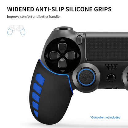 Controller Silicone Case Grip Set for PS4 - Rubber Protector Handle with 2X Joystick Thumb Caps and 2X Analog Precision Rings - Compatible with PS4/Slim/Pro - Blue Stripe