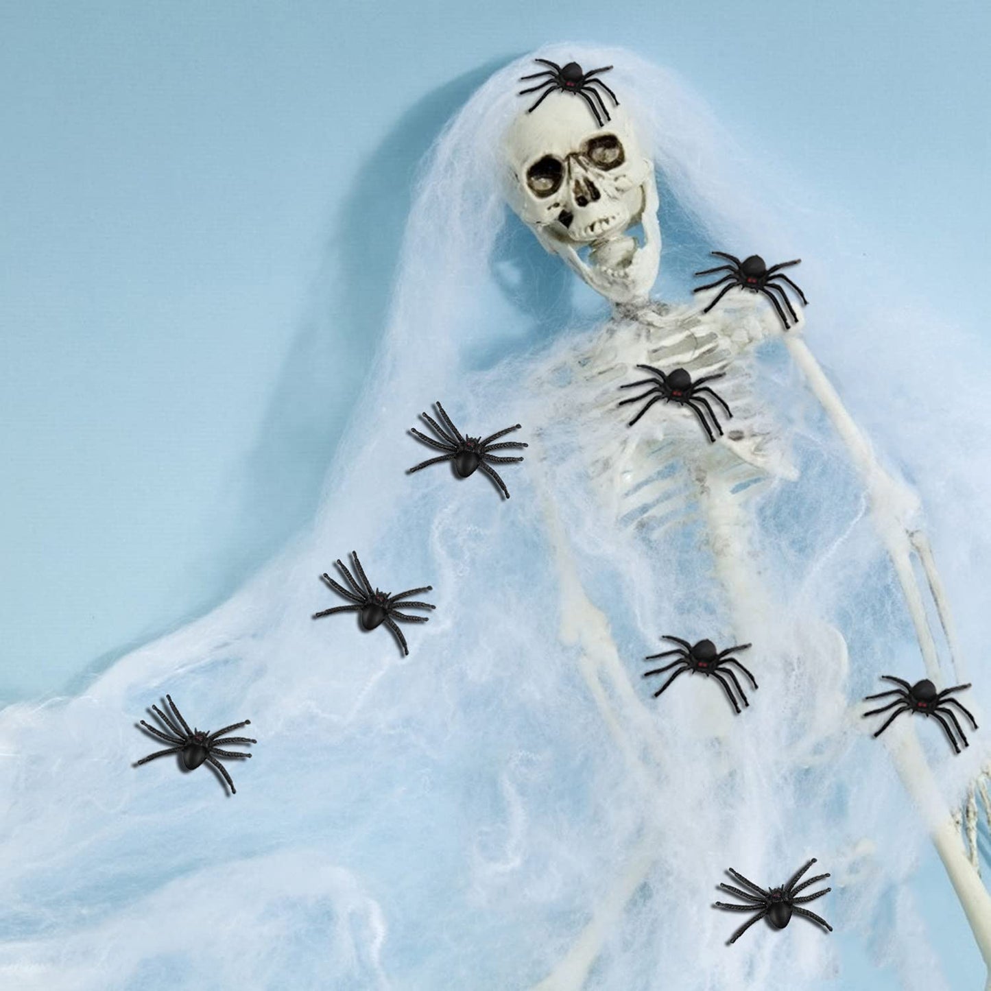 JIALWEN 50PCS Realistic Halloween Plastic Spiders Small Size Black Spiders Toys Fake Spiders Prank Props for Halloween Party Decorations