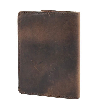 RFID Blocking Passport Holder Travel Wallet - Genuine Crazy Horse Leather for Men(Coffee)