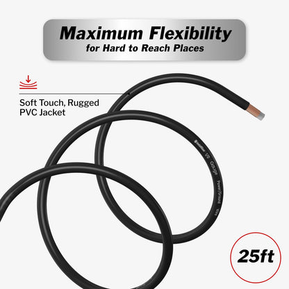 InstallGear 1/0 Gauge Wire (25ft) Copper Clad Aluminum CAA - Primary Automotive Wire, Car Amplifier Power & Ground Cable, Battery Cable, Car Audio Speaker Stereo, RV Trailer Wiring Welding Cable 1/0ga